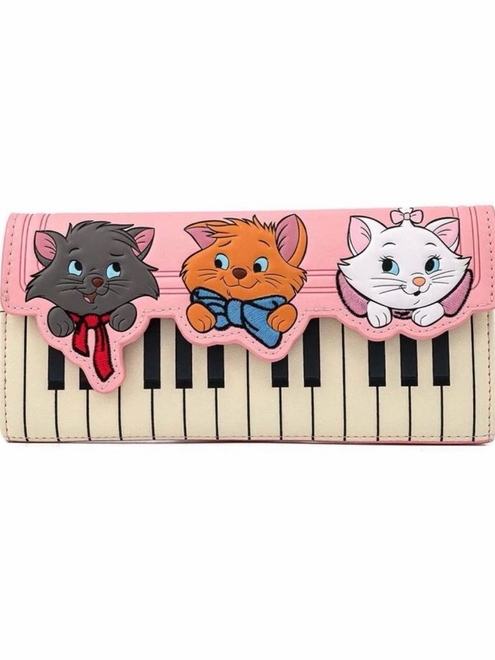 NWOT Disney’s Aristocats Loungefly Piano Faux Leather Wallet Pink Piano Keys
